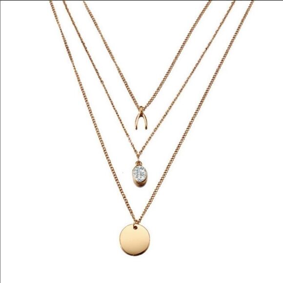 Necklace Multilayered Zinc Alloy Rhinestone Cute - Picture 1 of 7